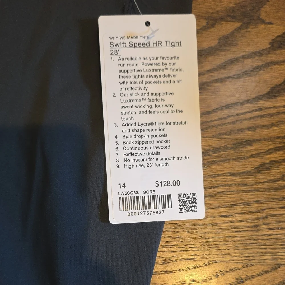 lululemon athletica Graphite Grey Leggings Swift Speed HR Tight 28" - Picture 2 of 4